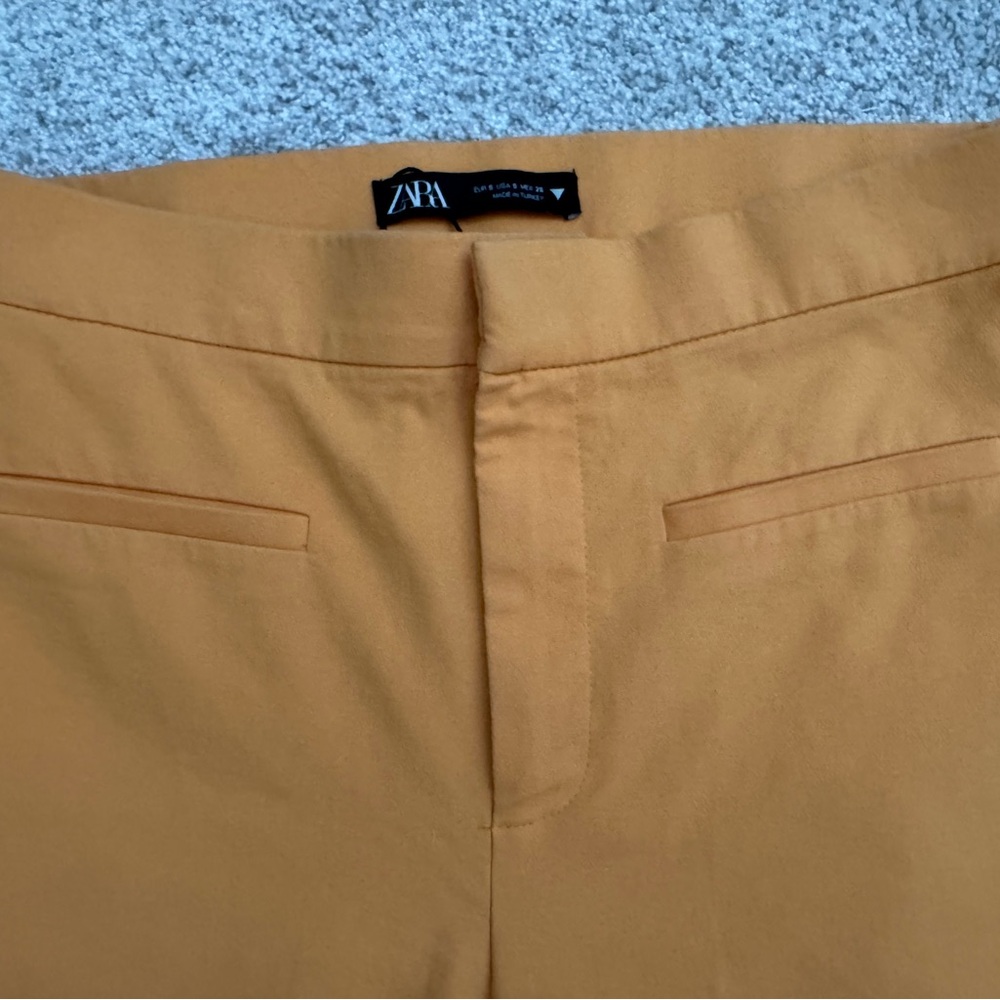 Zara Women's Canary Yellow Flared Leg Pants Trousers Size Small - Picture 5 of 7